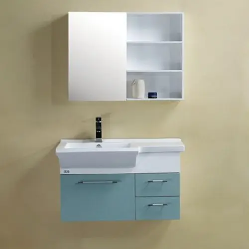کابینت PVC نصبشده بر دیوار با طراحی مدرن و کاربردی برای حمام