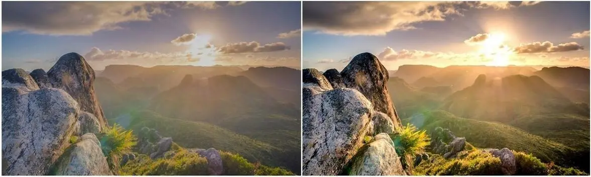 مقایسه کیفیت تصویر با و بدون استفاده از HDR در یک صحنه روزانه