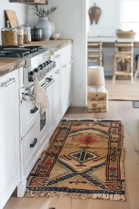 نمونه‌ای از فرش‌های پشم طبیعی با بافت کوتاه و مناسب برای آشپزخانه