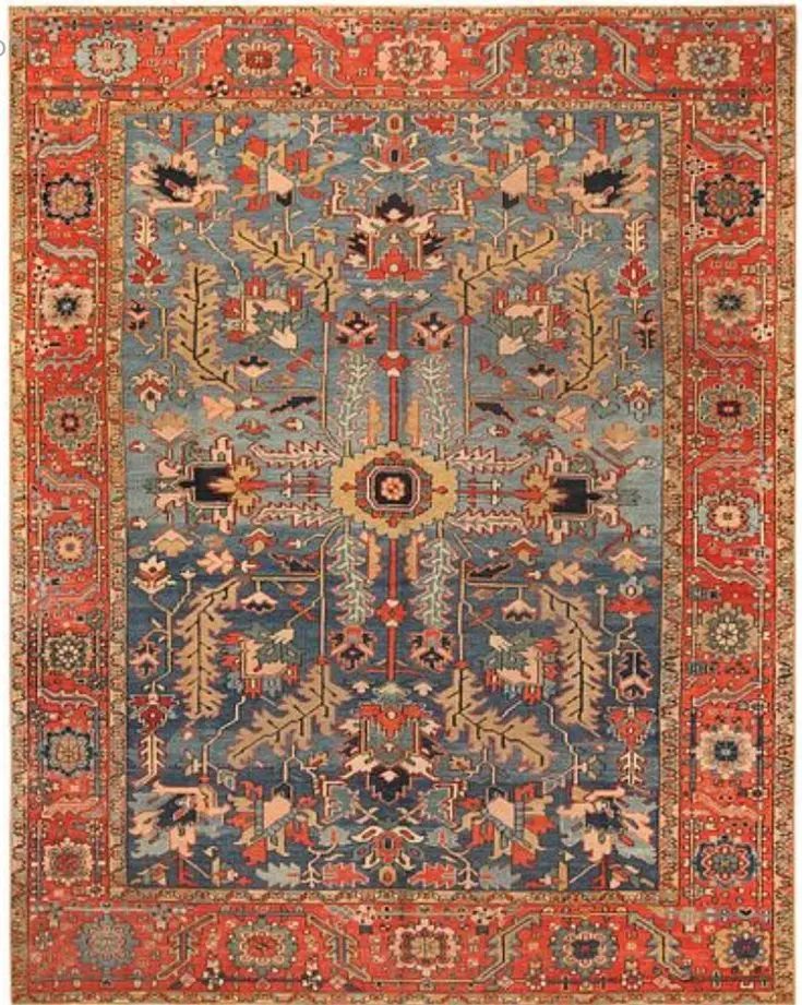 نمونه‌ای از فرش دستباف ایرانی با گره‌بافی سنتی و الیاف طبیعی