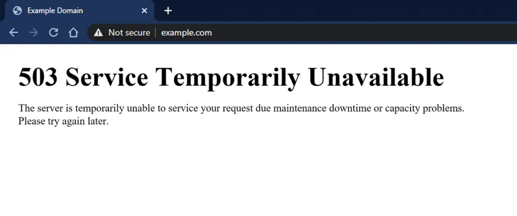 پیغام خطای ۵۰۳ در مرورگر با متن Service Temporarily Unavailable