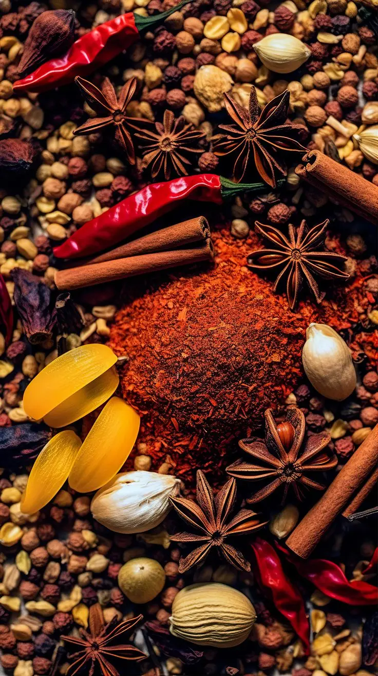 ادویه‌های خشک در ظرف شیشه‌ای