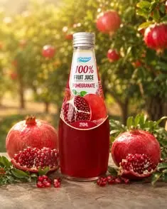 مقایسه آب انار طبیعی و صنعتی در دو ظرف مختلف
