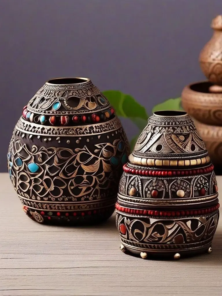 نمونه‌ای از محصولات سفالی دست‌ساز ایرانی با طراحی سنتی