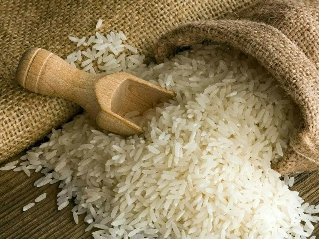 لوبیا پلو سرو شده در ظرف بزرگ با سبزیجات تازه