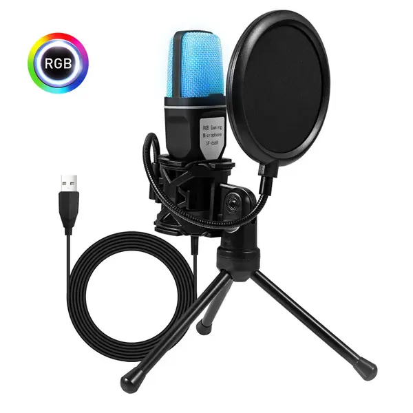 میکروفون گیمینگ USB با طراحی ساده و رنگ‌های روشن