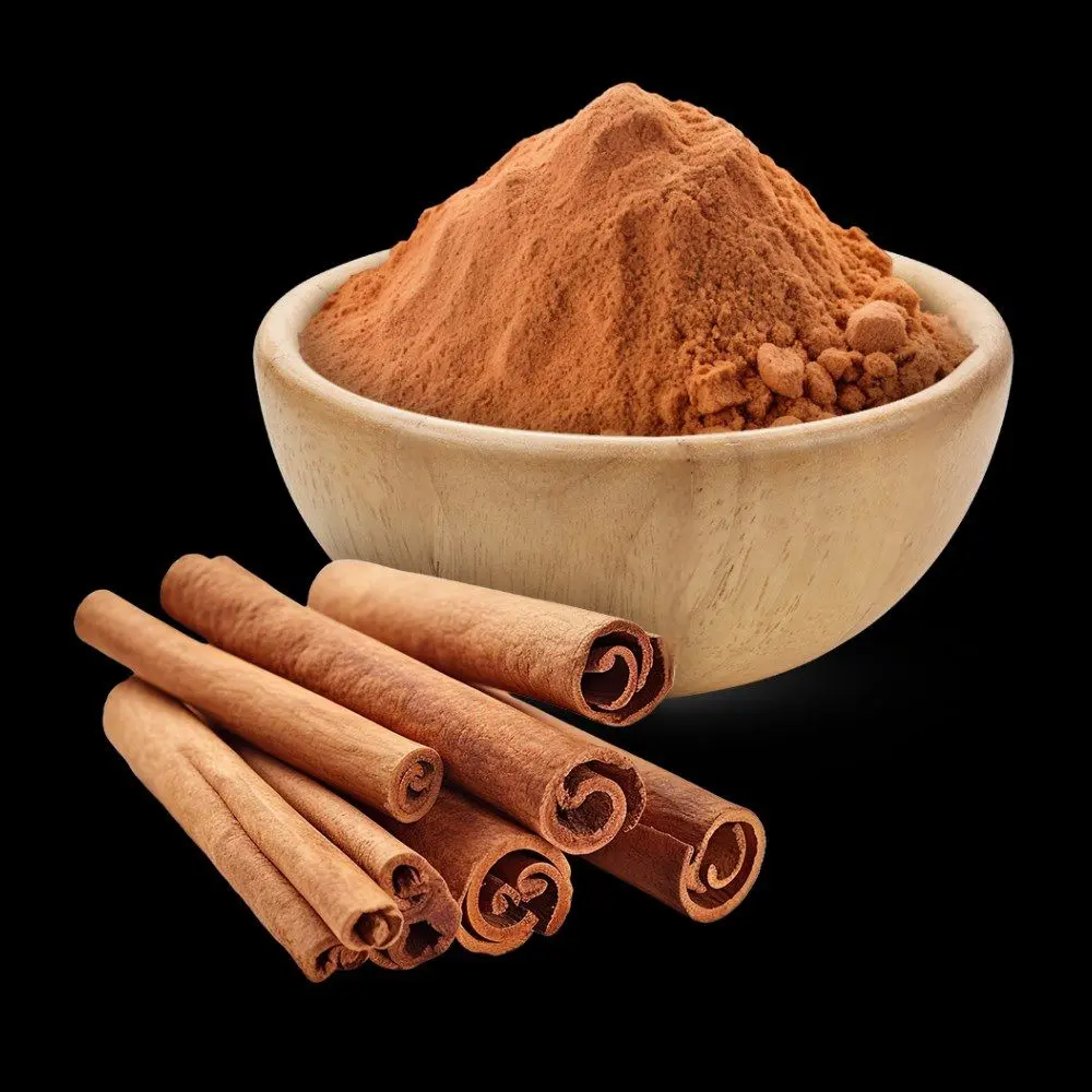 دارچین پودر شده در ظرف شیشه‌ای