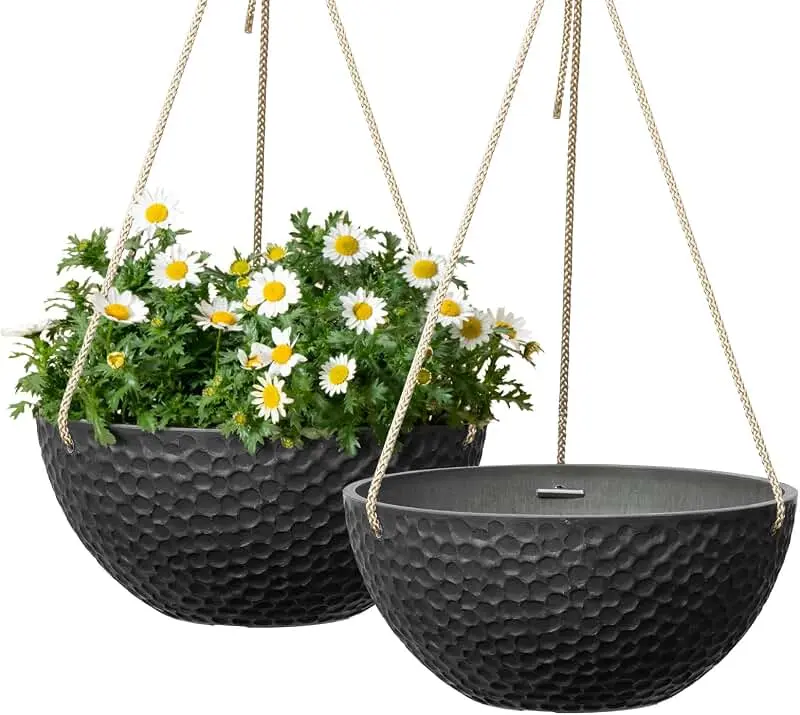 گلدان آویز چوبی با گیاهان سبز و طراحی طبیعی