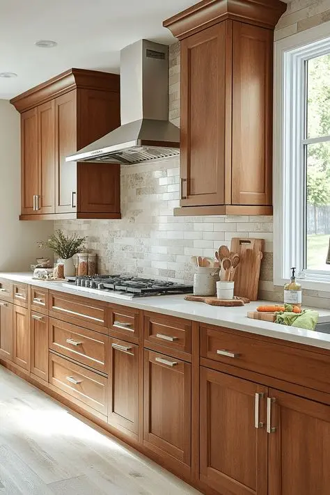نمونه‌ای از آشپزخانه با سبک مینیمالیست و کابینت‌های بدون دستگیره