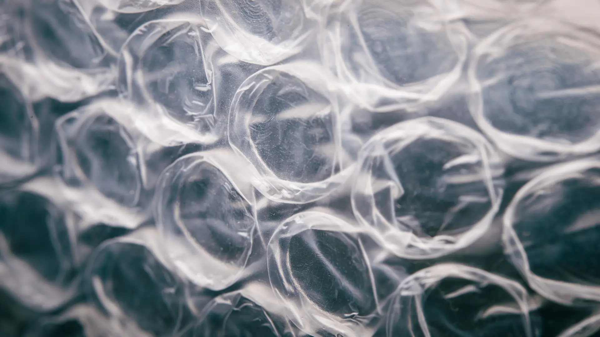 نزدیک‌ترین نما از حباب‌های هوا در نایلون حبابدار