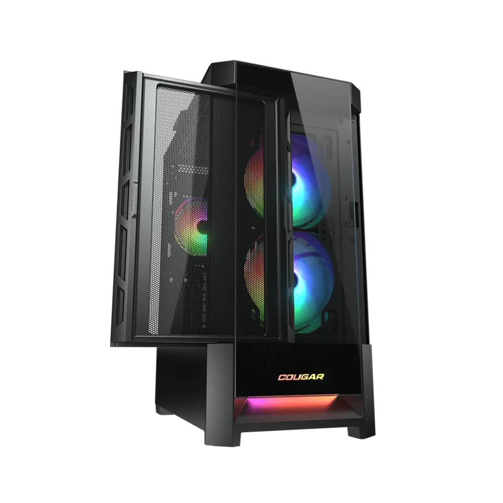 کیس Cougar Duoface RGB با نورپردازی‌های قابل تنظیم و طراحی دو دره‌ای