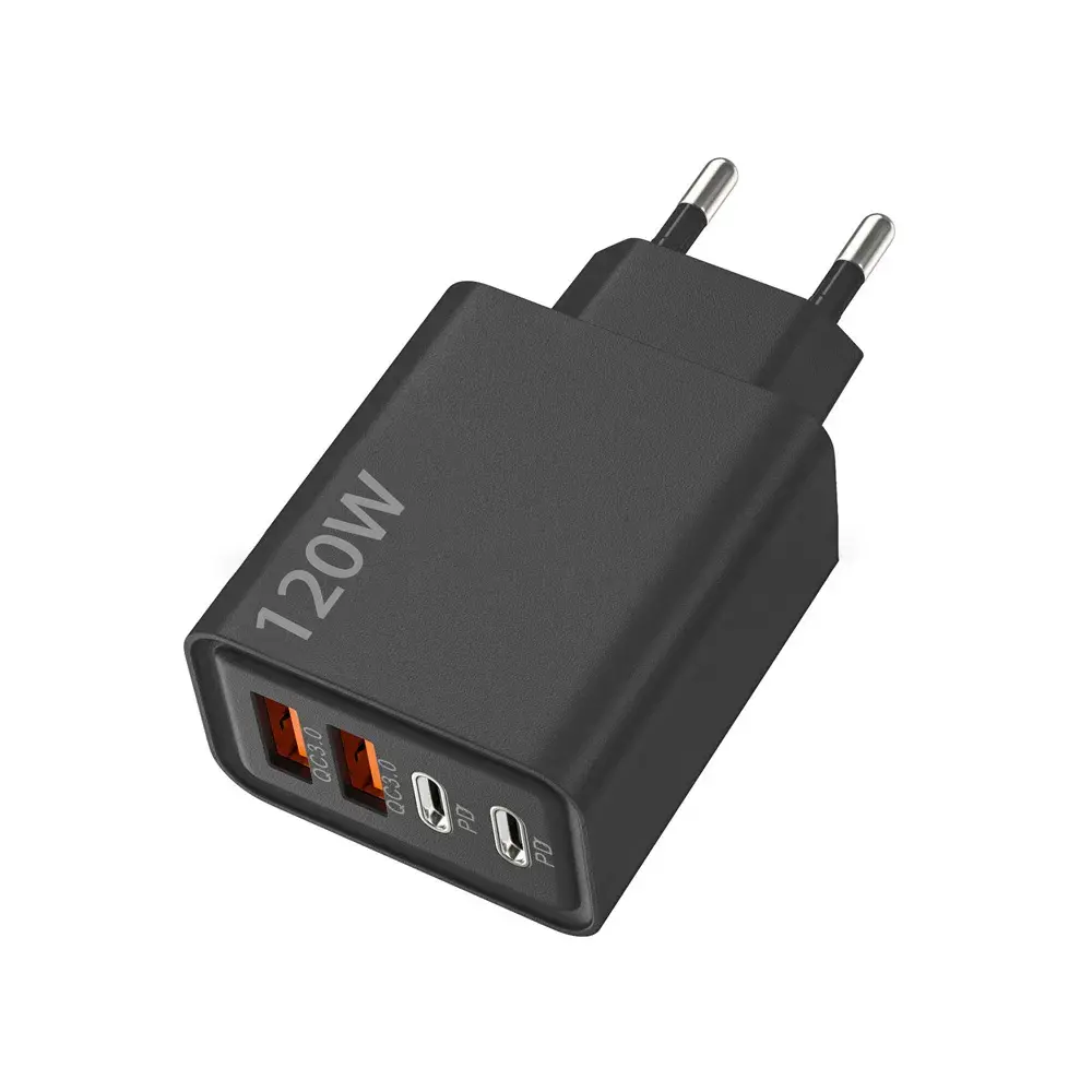 نمونه شارژر چندپورت با پورت USB-C و فناوری شارژ سریع برای دستگاه‌های مختلف