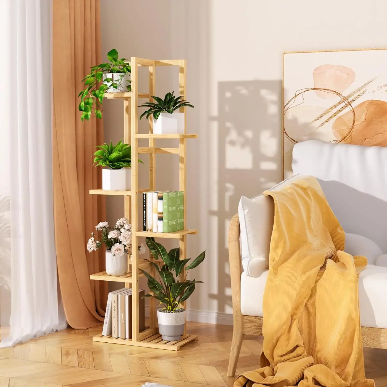استند گلدان مدرن با طراحی چندگانه برای نمایش چندین گلدان در کنار یکدیگر