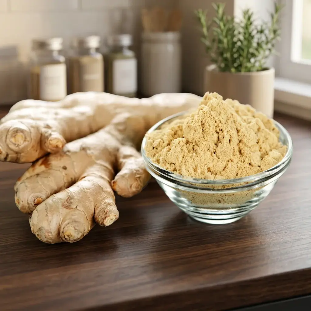 پودر زنجبیل طبیعی و ریز آسیاب شده برای استفاده در آشپزی، پخت‌وپز و نوشیدنی‌ها