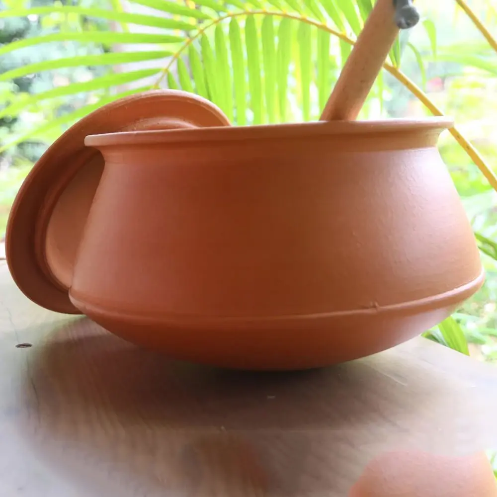 گلدان سفالی سنتی با رنگ قهوه‌ای مایل به قرمز، مناسب برای گیاهان داخلی و فضای باز