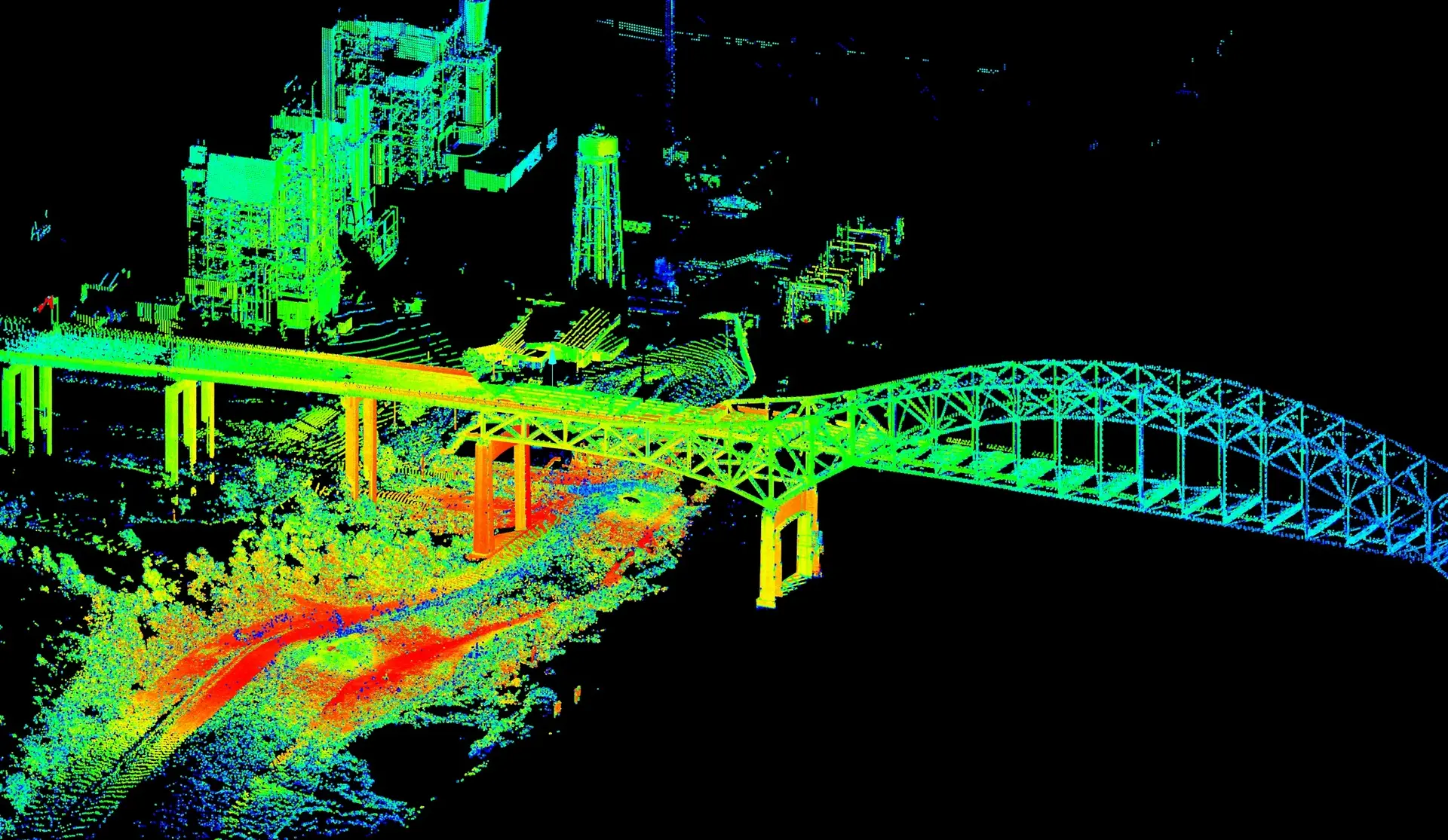 نمونهای از اسکن LiDAR در محیط شهری که نشاندهنده دقت بالای این فناوری در تشخیص اشیاء است