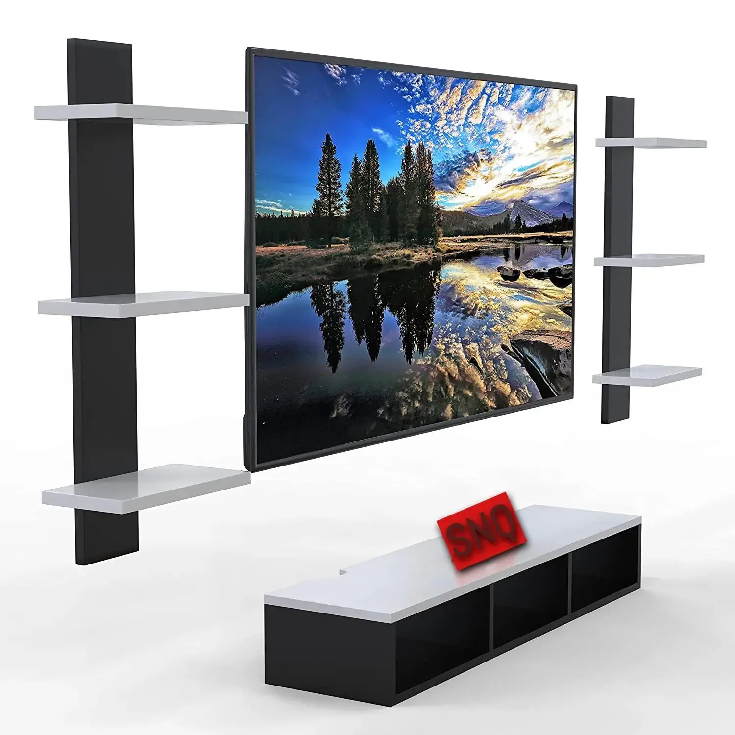 میز تلویزیون دیواری با طراحی لوکس و چوبی برای اتاق نشیمن