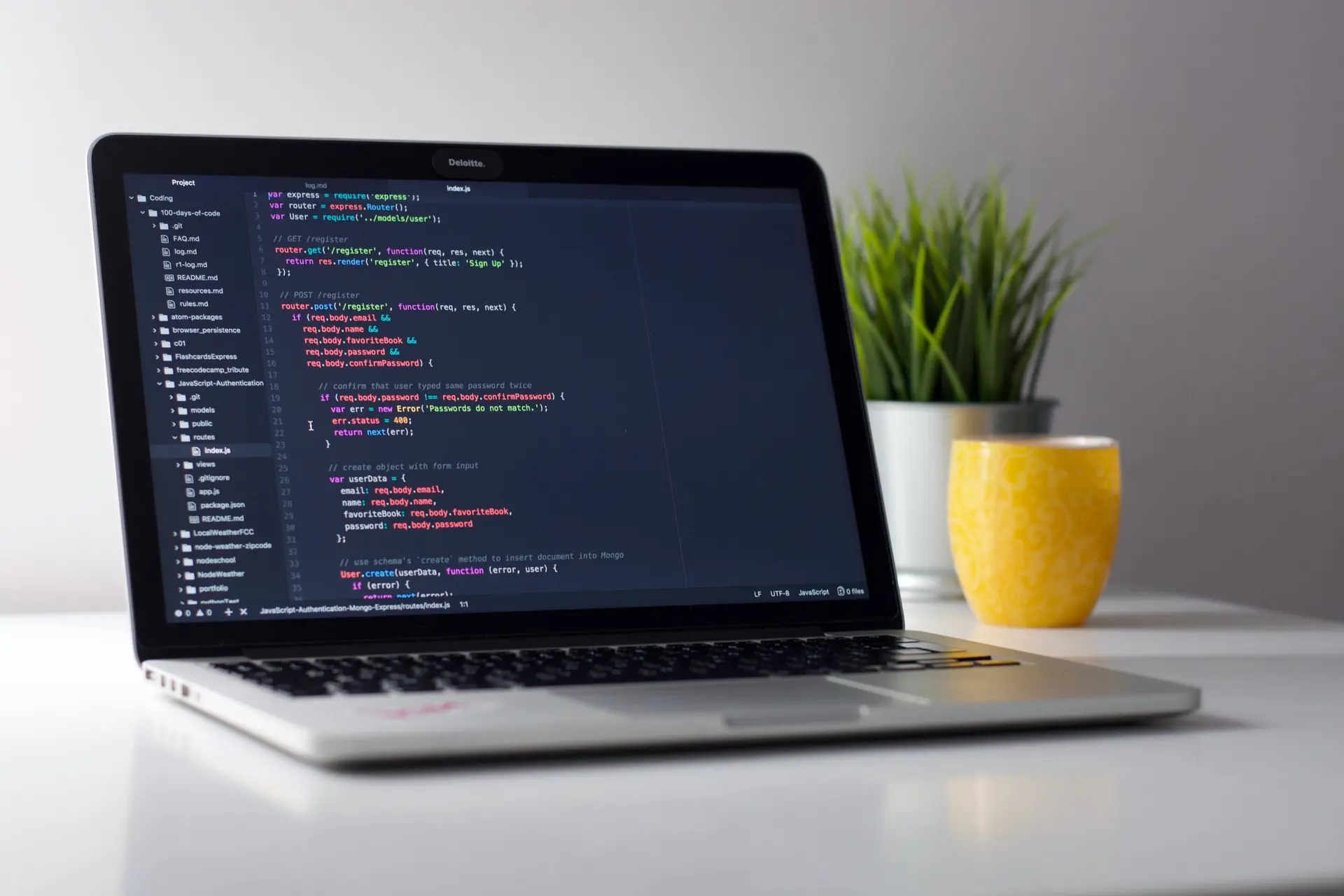 یک برنامه‌نویس در حال بررسی کدهای خود در یک محیط توسعه