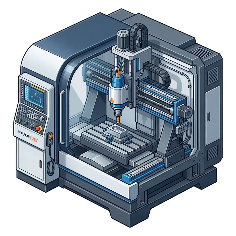 دستگاه CNC رومیزی در حال برش قطعه چوبی با دقت بالا