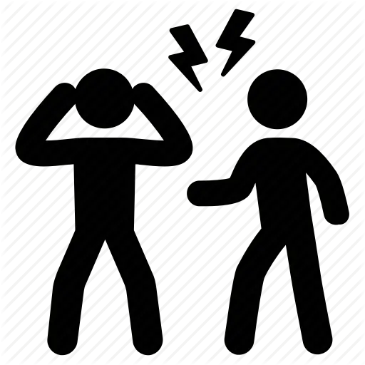 نماد اختلاف با دو چهره روبرو به هم و خطوط تیره بین آن‌ها