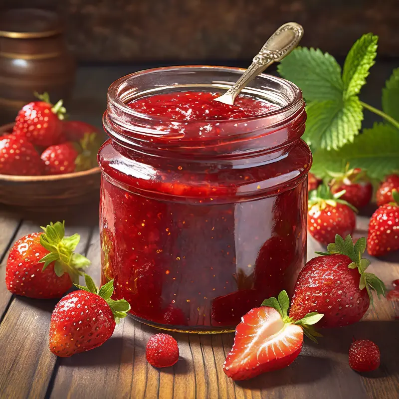 مربای توت فرنگی پخته شده با روش سنتی