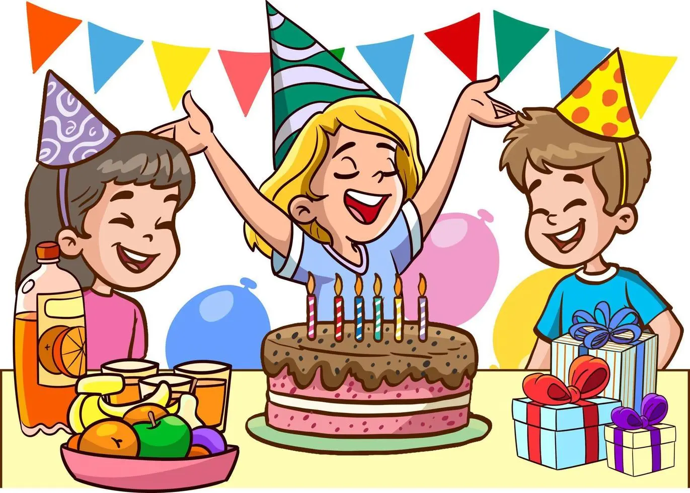بچههای کوچک در حال بازی و جشن گرفتن تولد با خوشحالی