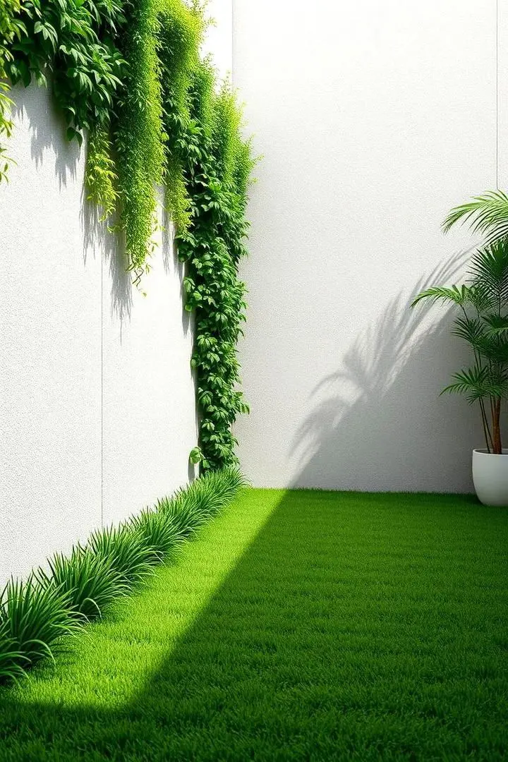 نمونه‌ای از چمن دیواری مصنوعی با الیاف کوتاه و رنگ سبز تیره