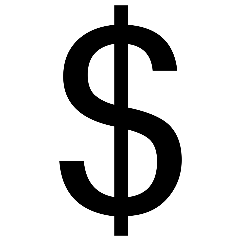نماد دلار بر زمینه شفاف