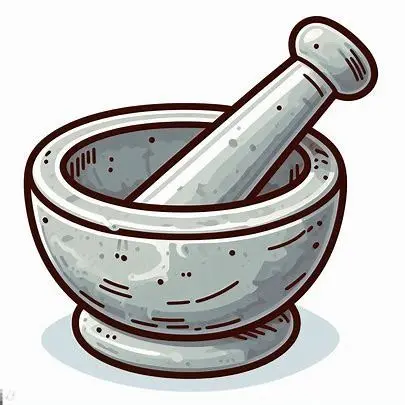 هاون مرمری با رنده چوبی برای تهیه ادویه‌های تازه