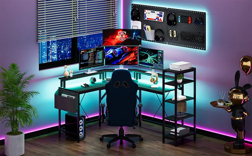 میز گیمینگ با طراحی مدرن و نورپردازی RGB برای محیط بازی