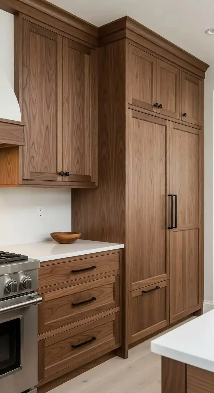نمونه کابینت آشپزخانه با طراحی مدرن و درب‌های شیشه‌ای