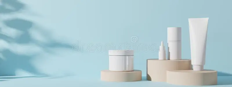 مجموعه کرم‌های پوستی بدون برند با نمایشگر زیبا و جزئیات دقیق