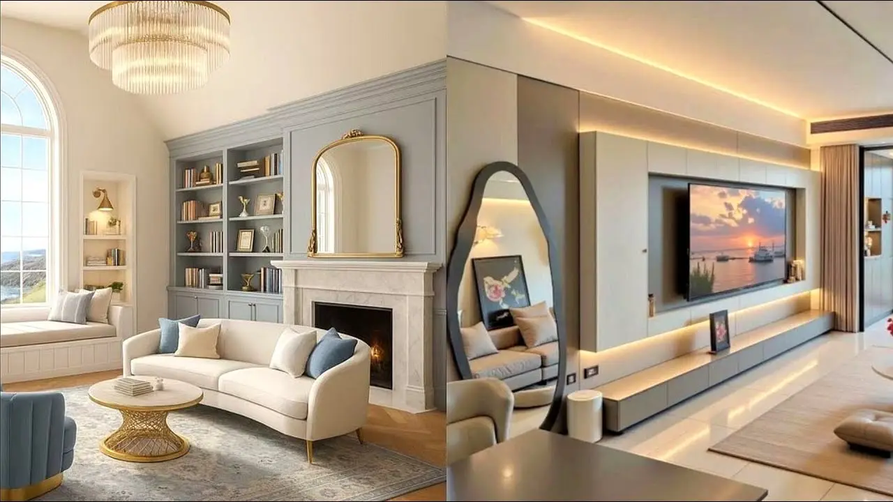 نمونه جزئیات معماری کلاسیک مانند چراغ کریستالی و کاغذ دیواری با طرح ظریف