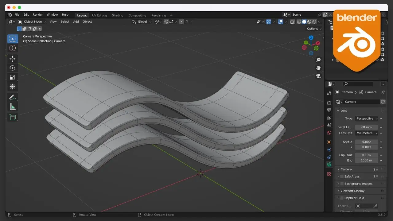 نمایش رابط کاربری نرمافزار SketchUp با یک مدل سهبعدی ساختمان