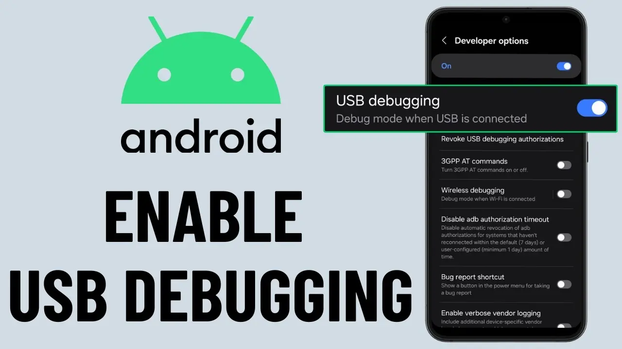 نمای اتصال دستگاه اندروید به کامپیوتر برای استفاده از USB Debugging