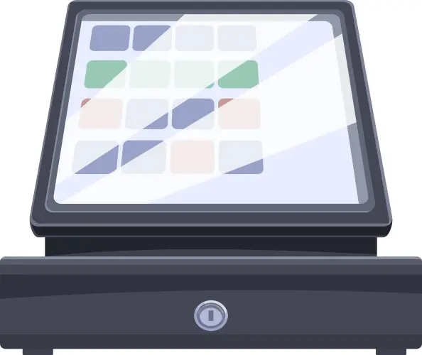 ترمینال مدرن صندوق فروشگاهی با صفحه لمسی و نمایشگر رنگی