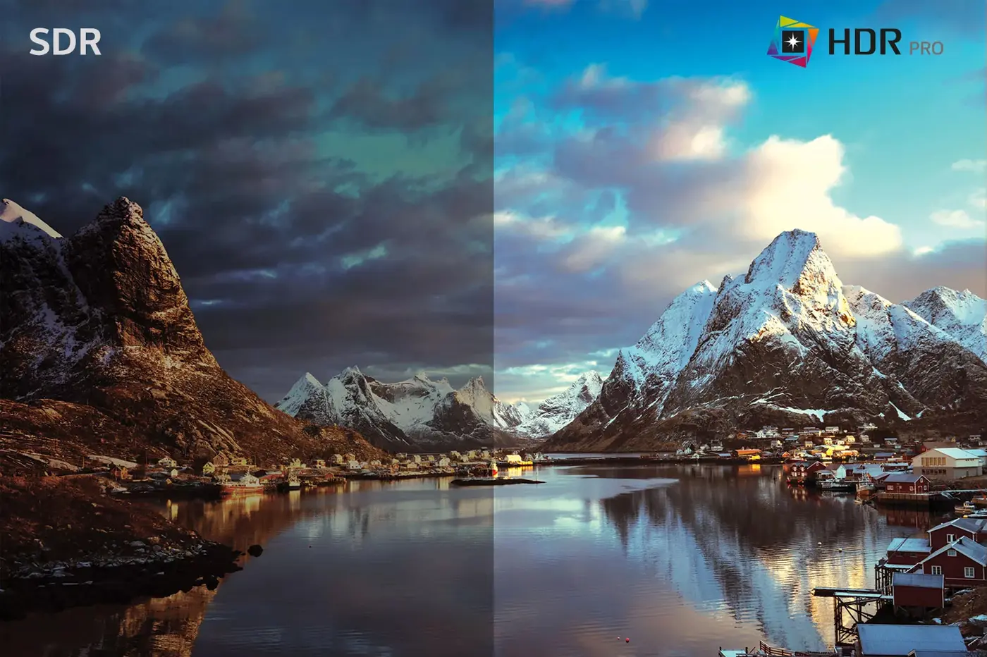 مقایسه تصویر بدون HDR و با HDR در یک صحنه با نورپردازی شدید