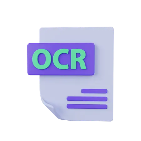 نماد سه‌بعدی فناوری OCR که نشان‌دهنده تبدیل داده‌های بصری به متن دیجیتالی است