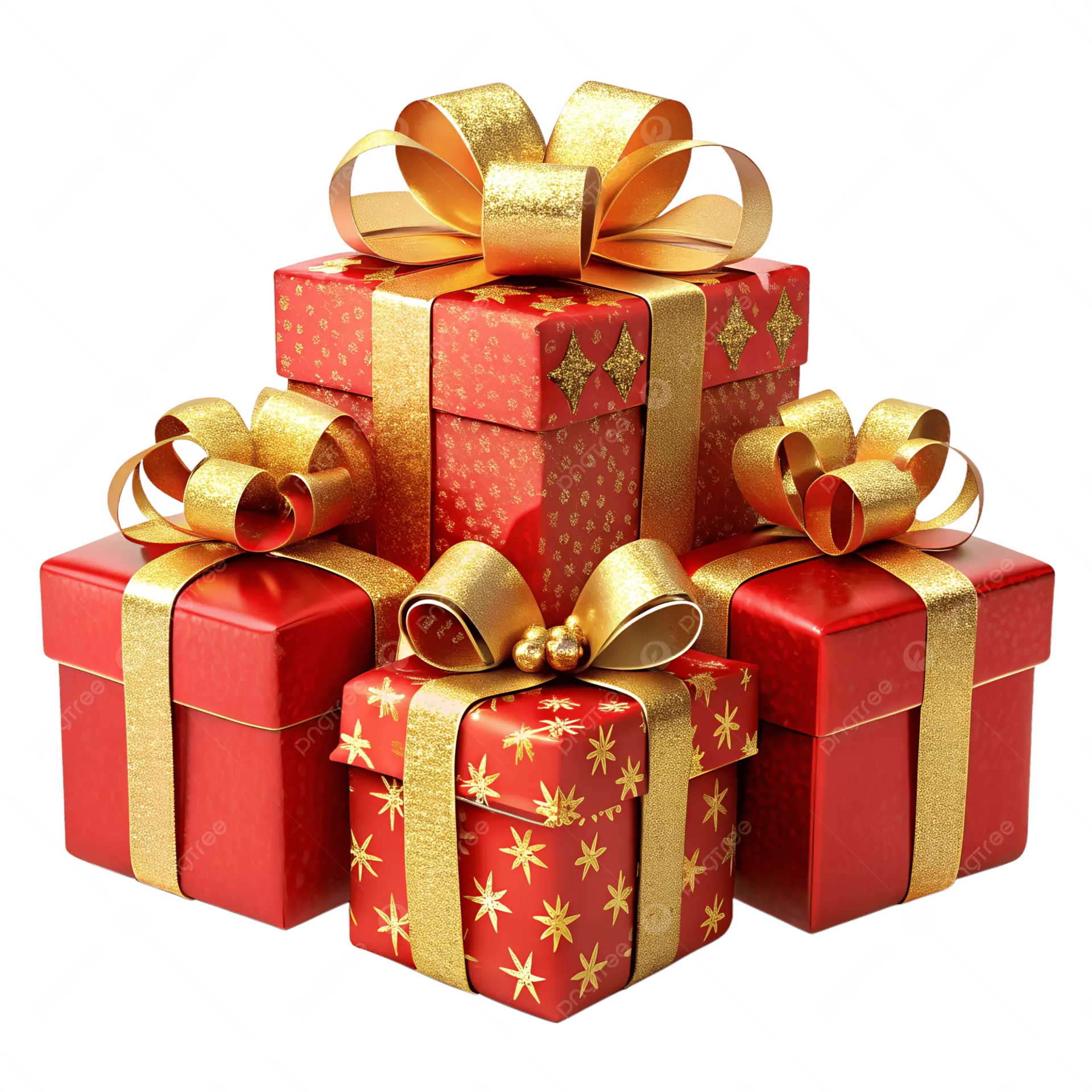 جعبه‌های هدیه قرمز با نوارهای طلایی و طراحی‌های زیبا