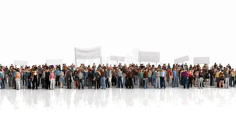 نمایی از جمعیت در یک تظاهرات عمومی با استفاده از خطوط سازماندهی شده
