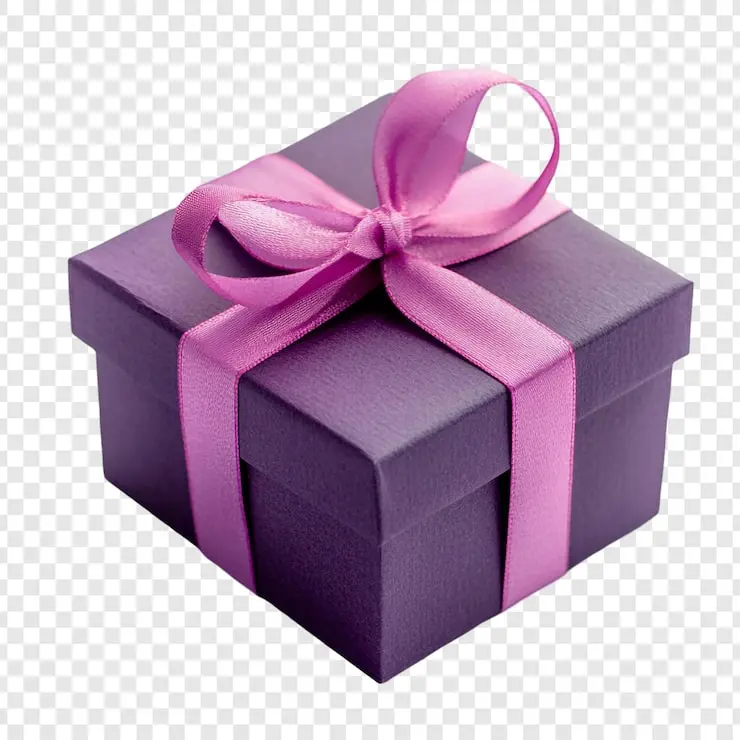 جعبه هدیه بنفش با نوار صورتی برای سالگرد