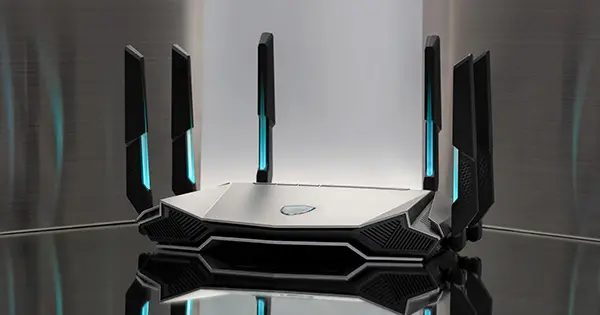 نمونه‌ای از روتر گیمینگ ASUS با طراحی مدرن و پورت‌های متعدد