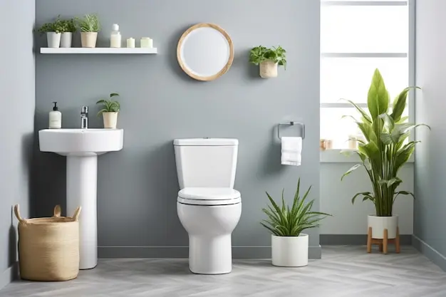 نمونه‌ای از سرویس بهداشتی کوچک با طراحی مدرن و کابینتی هماهنگ