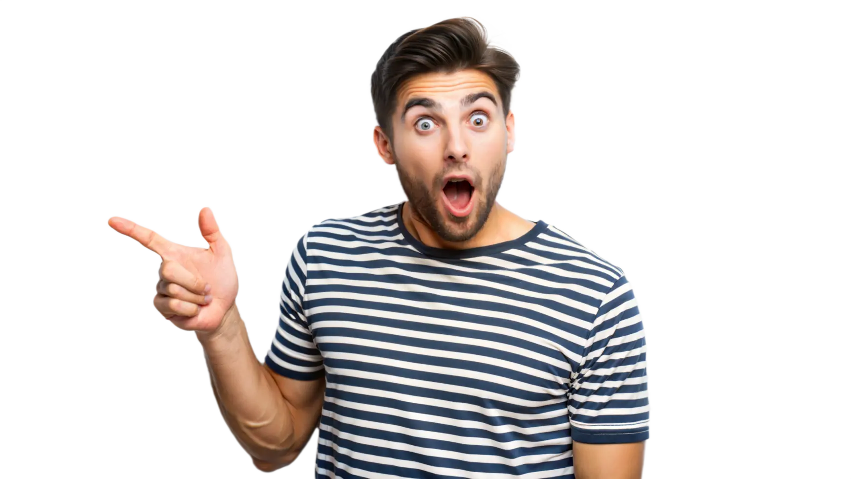 یک فرد شگفتزده با اشاره به سمت راست