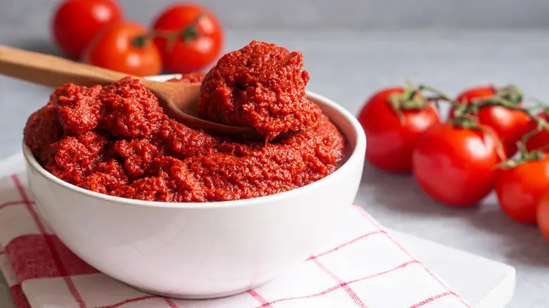 رب گوجه فرنگی در حال استفاده در آشپزی با ادویه جات