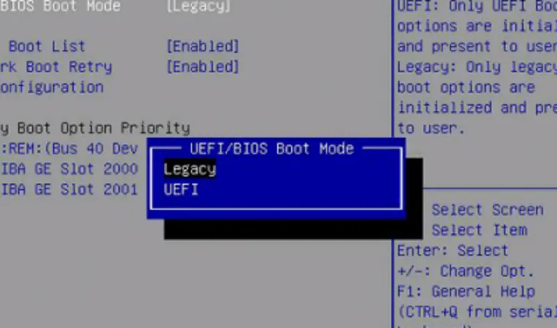مقایسه حالت بوت UEFI و BIOS در یک سیستم کامپیوتری