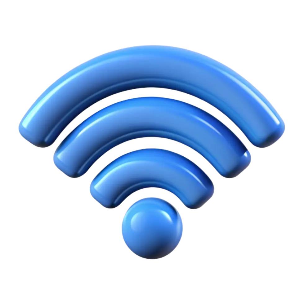 نمایش سهبعدی سیگنال Wi-Fi که نشاندهنده پخش موجهای رادیویی است