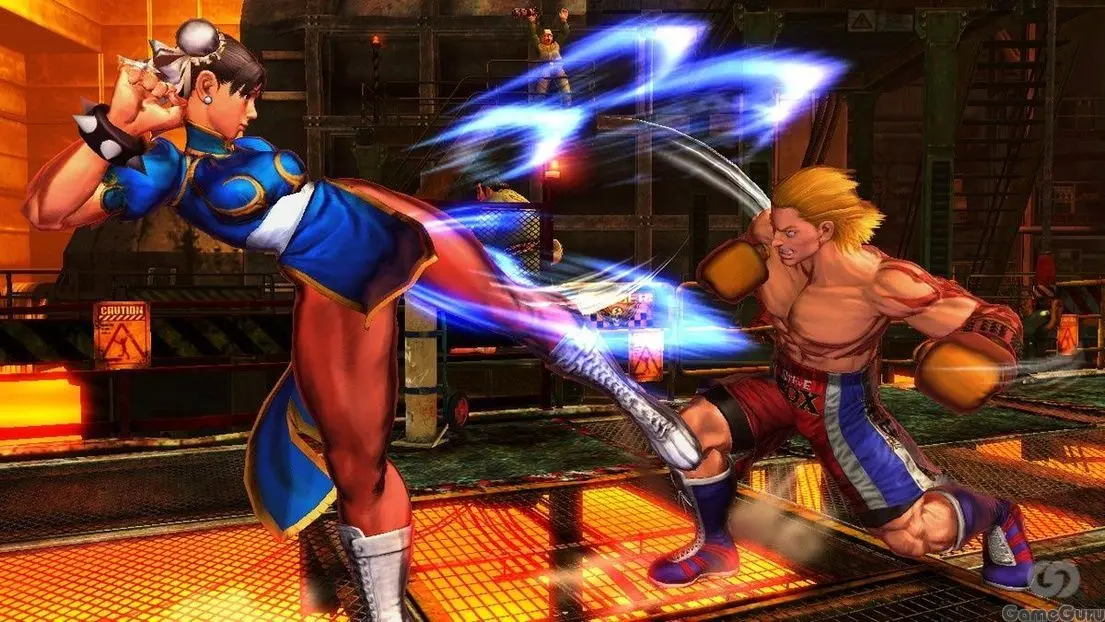 مسابقه‌ای از بازی Street Fighter با حضور بازیکنان حرفه‌ای که نشان‌دهنده رقابت شدید در دنیای Esports مبارزه‌ای است