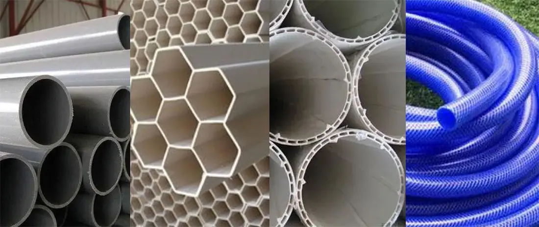 لوله‌های PVC در یک انبار مواد ساختمانی