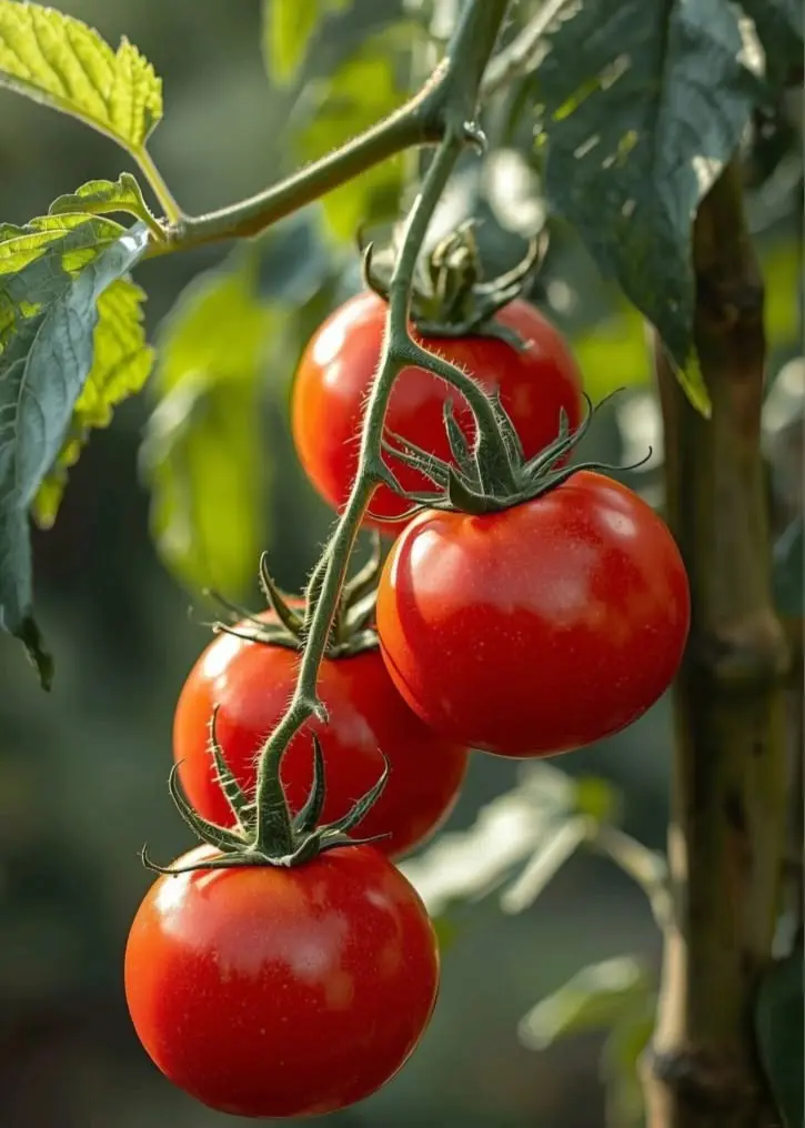 آبیاری گیاهان گوجه‌فرنگی در یک مزرعه